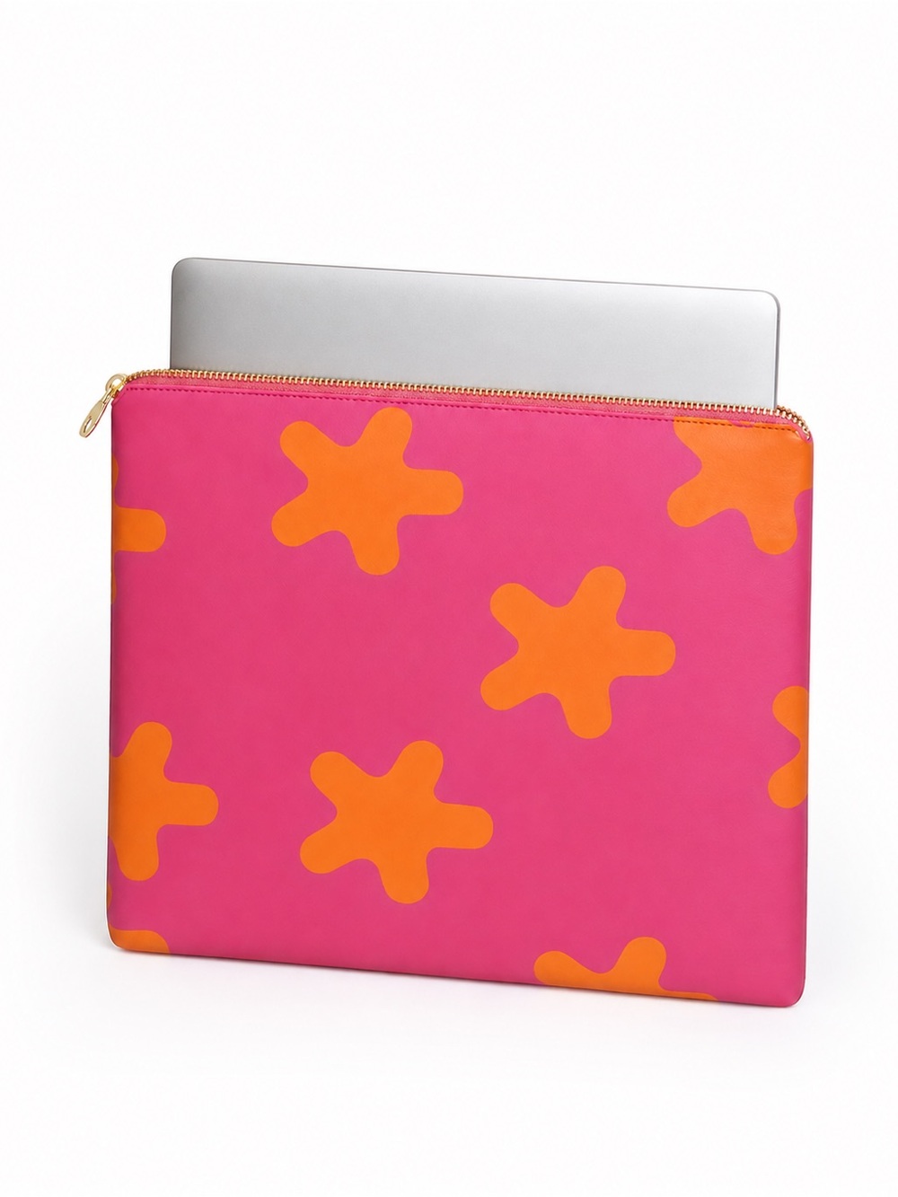 Pink and Orange Patterned Tablet laptop Sleeve with Zip Closure